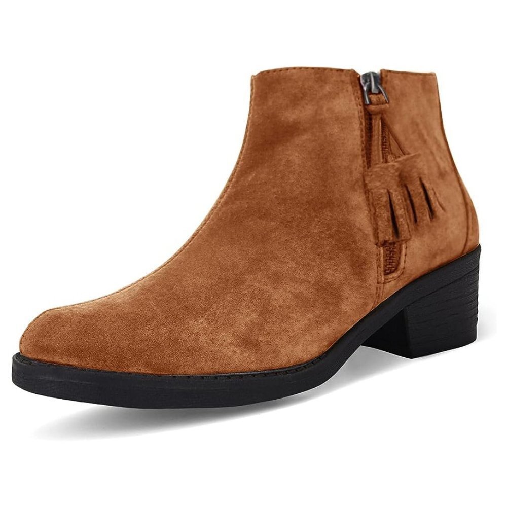 BOOTS - Coutgo suede heeled ankle boots with tassle size 7.5